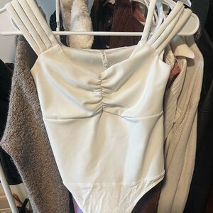White Ruched Bodysuit